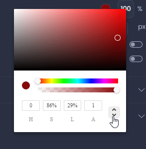 Screenshot showing color picker hsla in CartoVista when change the styles of point layers