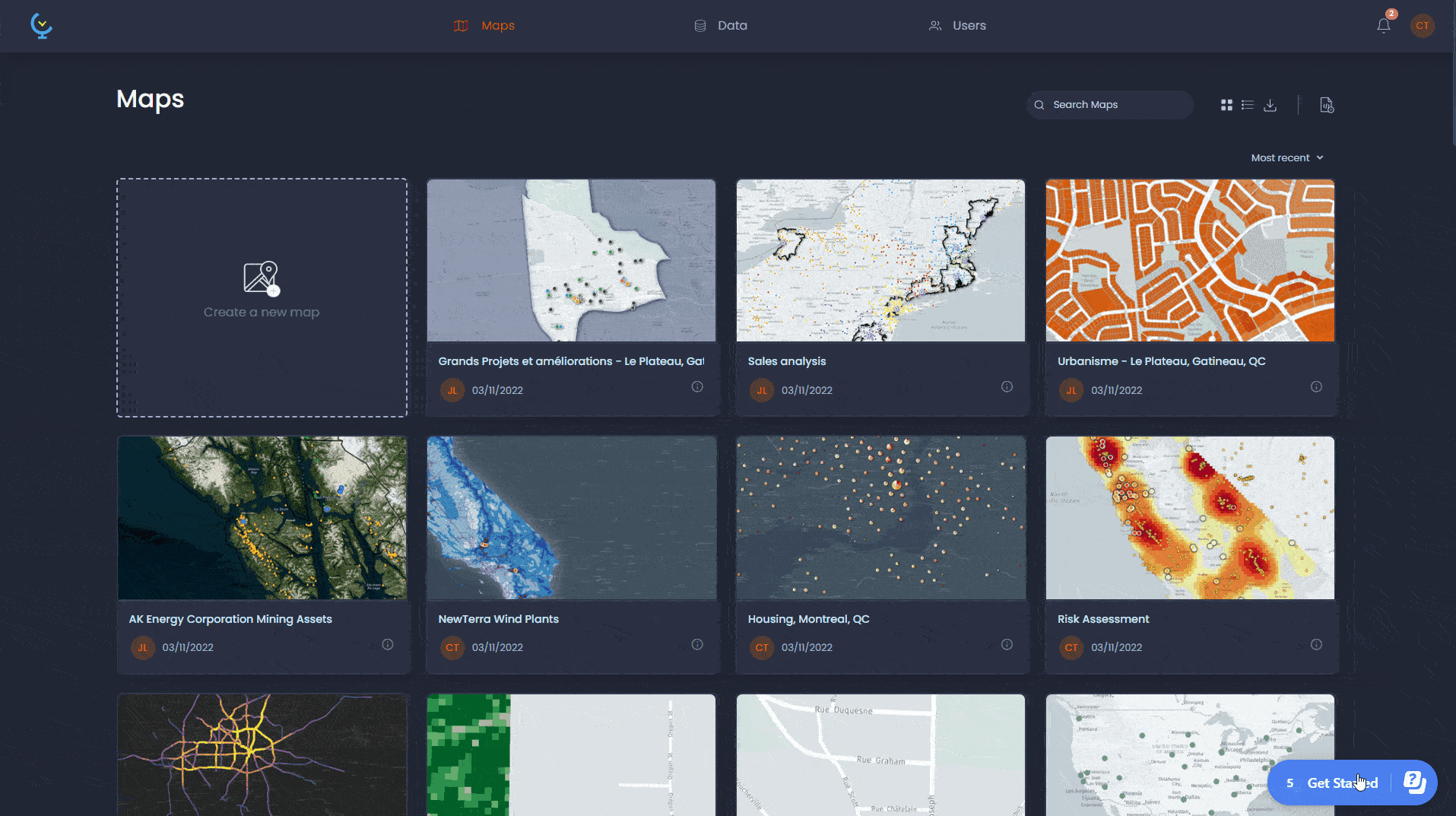 CartoVista User experience - animated platform demo