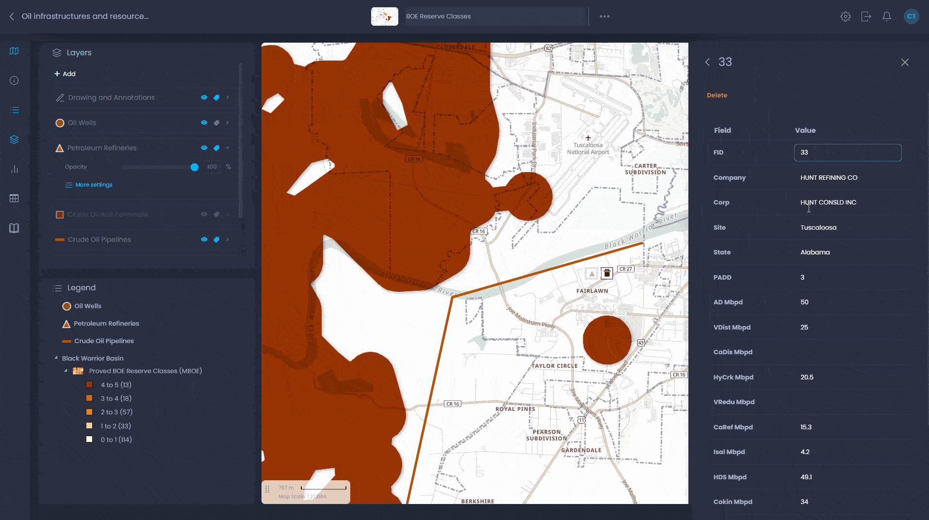 Gestion des infrastructures - interactive map demo in CartoVista