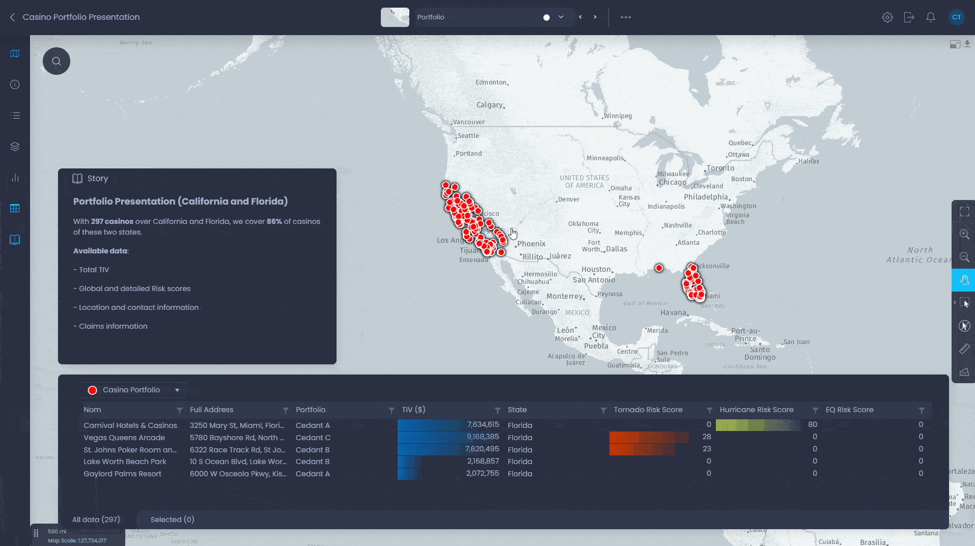 Data Sharing - interactive map demo in CartoVista