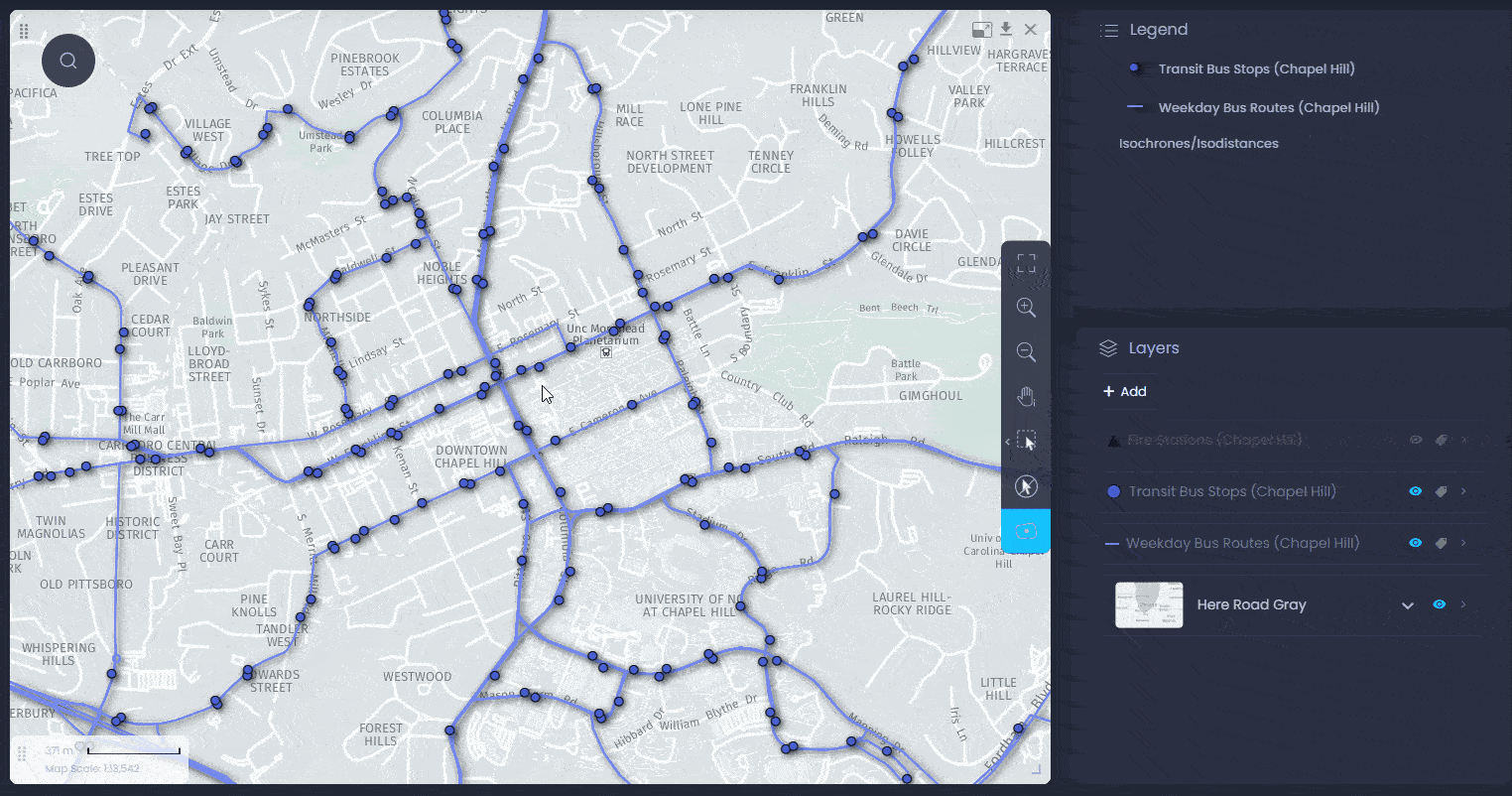 Planification de la mobilité - interactive map demo in CartoVista