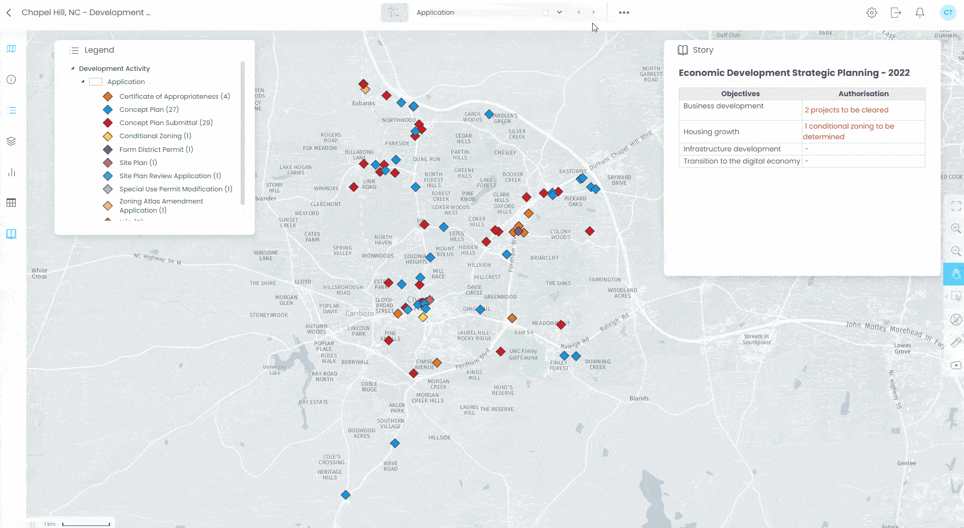 Planning & Economic Development - interactive map demo in CartoVista