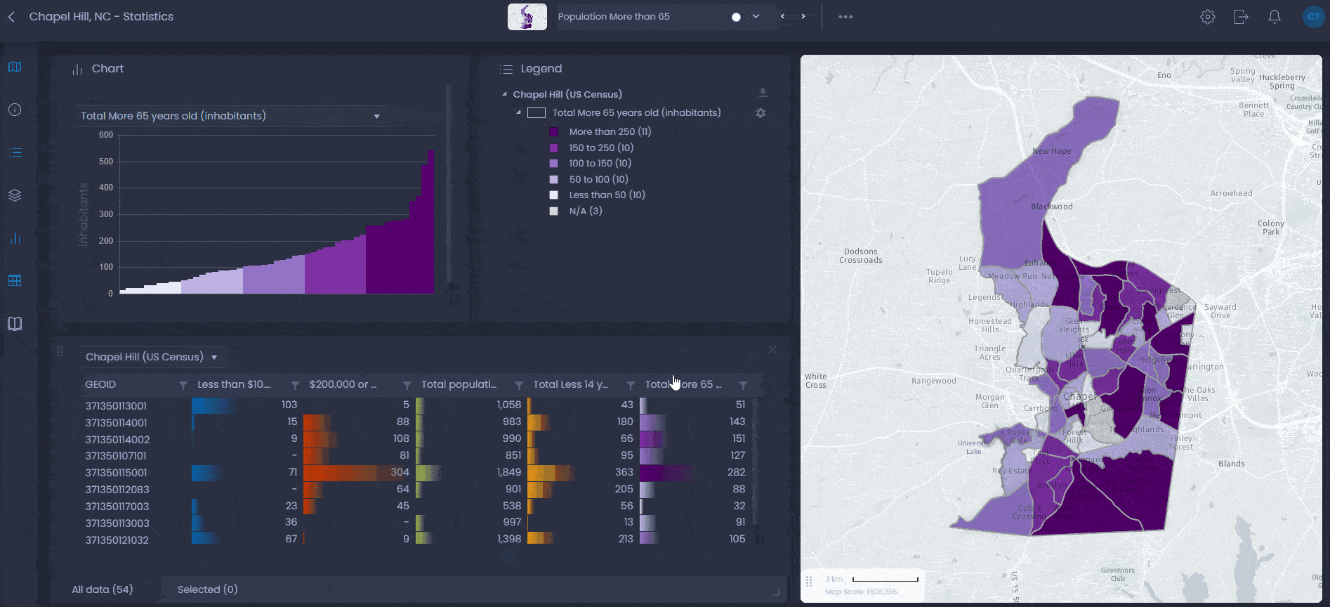 Gestion urbaine - interactive map demo in CartoVista