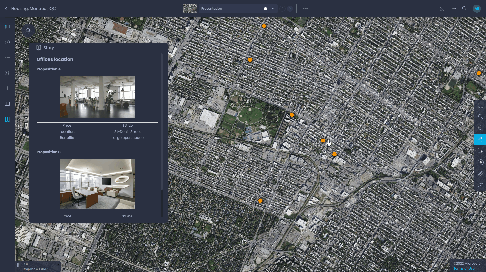 Client presentations - interactive map demo in CartoVista