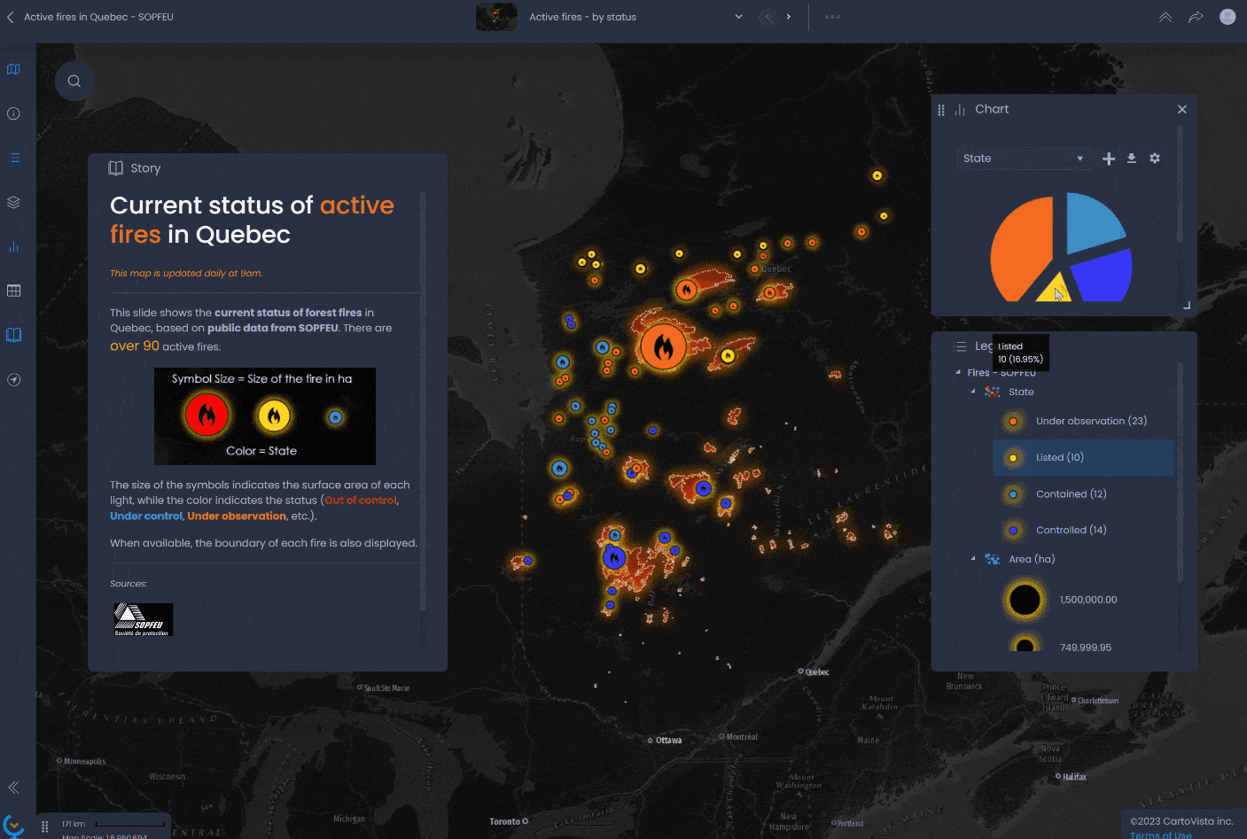 Quebec forest fires story map